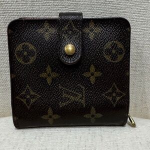 Louis Vuitton Brown Monogram Compact Wallet with Gold Snap